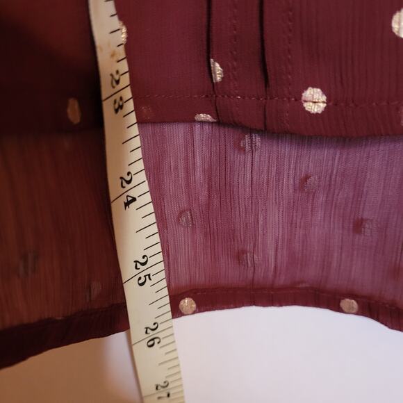 Abercrombie and Fitch maroon red gold polka dots sheer long sleeved top Size S - Picture 9 of 9